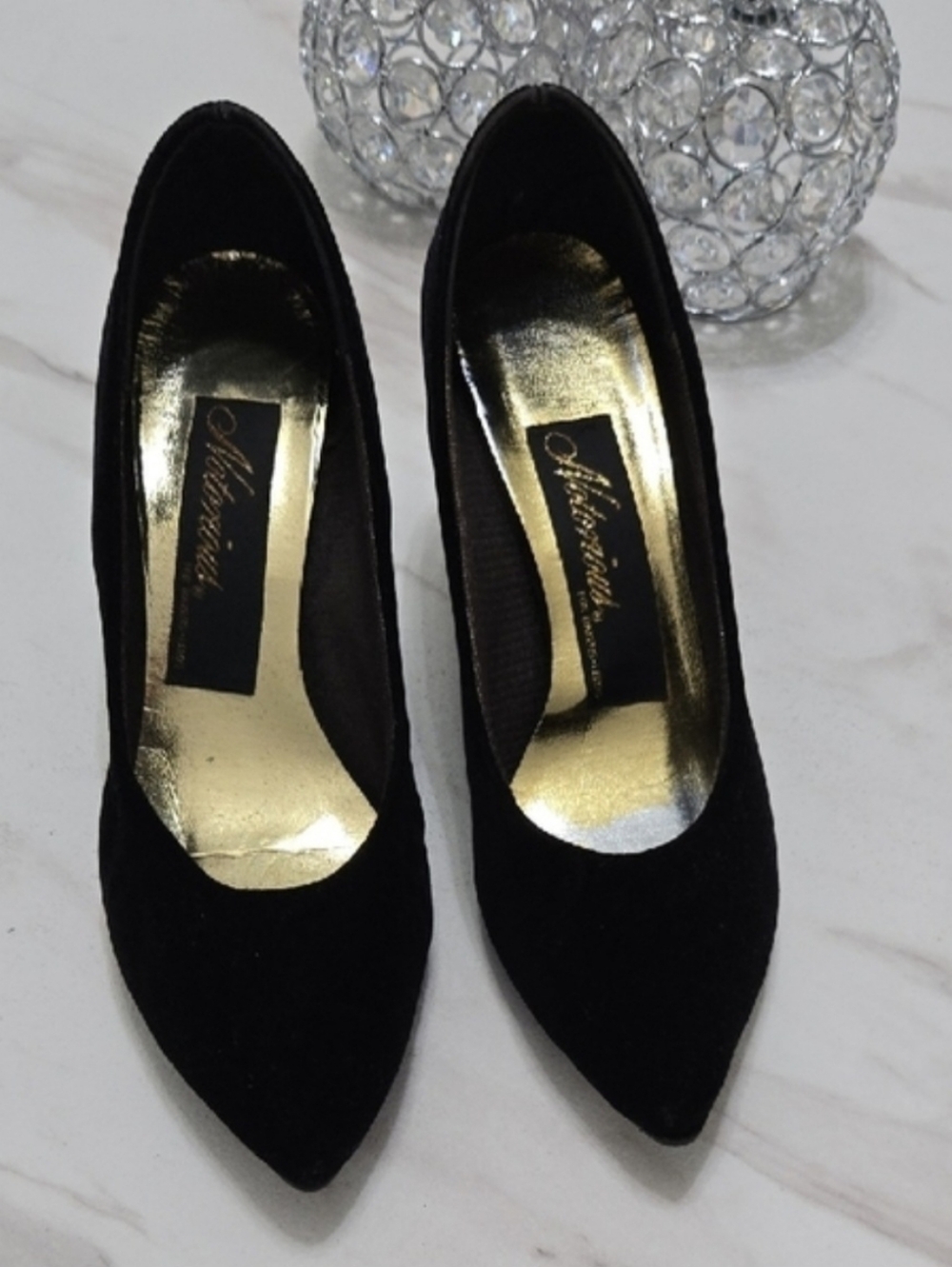 Vintage Notorious heels for Bakers-Leeds . Women's Black Suede with Gold Insole